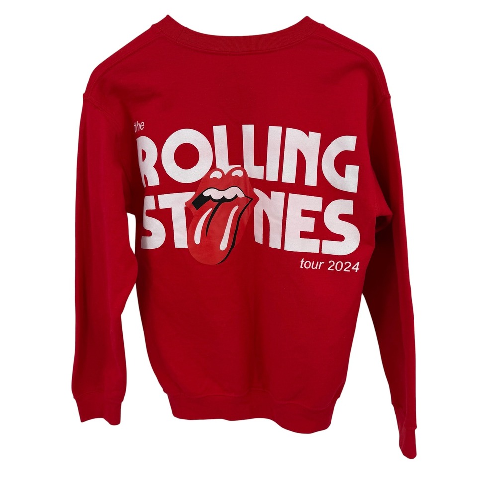 The Rolling Stones Sweatshirt Unisex Small Red Tour 2024 Graphic Crewneck Iconic